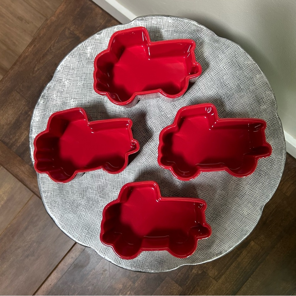 Stonewall Kitchen ~ Four Red Ceramic Truck Ramekins